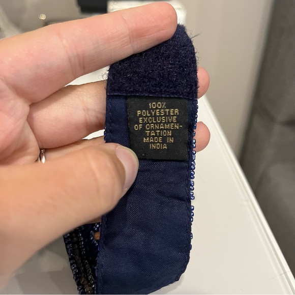 Vintage navy blue beaded belt - Picture 3 of 8